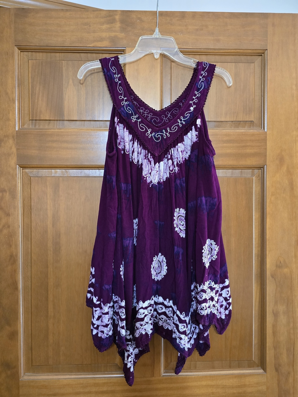 Vintage Purple Boho Sleeveless Embroidered Tunic Top